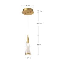 LED Pendant by Kuzco Lighting - Malabar Collection, Brushed Gold Finish - 402401BG-LED
