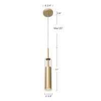 One Light Pendant by Kuzco Lighting - Jarvis Collection, Brushed Gold Finish - 41411-BG