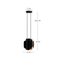 Two Light Pendant by Kuzco Lighting - Akira Collection, Black/Gold Finish - PD58014-BK/GD