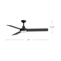56" Ceiling Fan by Kuzco Lighting - Owens Collection, Matte Black Finish - CF94956-MB