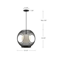 One Light Exterior Pendant by Kuzco Lighting - Kona Collection, Black/Opal Glass Finish - EP56913-BK/OP