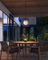 One Light Exterior Pendant by Kuzco Lighting - Kona Collection, Black/Opal Glass Finish - EP56913-BK/OP