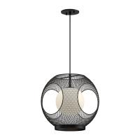 One Light Exterior Pendant by Kuzco Lighting - Kona Collection, Black/Opal Glass Finish - EP56913-BK/OP