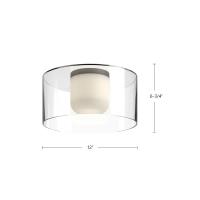 LED Flush Mount by Kuzco Lighting - Birch Collection, Black/Clear Finish - FM53512-BK/CL