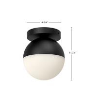 One Light Flush Mount by Kuzco Lighting - Monae Collection, Black/Opal Glass Finish - FM58306-BK/OP