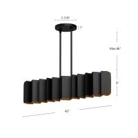 Six Light Linear Pendant by Kuzco Lighting - Akira Collection, Black/Gold Finish - LP58042-BK/GD