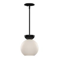 One Light Pendant by Kuzco Lighting - Arcadia Collection, Black/Opal Glass Finish - PD59708-BK/OP
