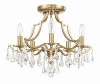 Five Light Semi Flush Mount by Crystorama - Cedar Collection, Vibrant Gold Finish - 5930-VG-CL-MWP