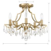Five Light Semi Flush Mount by Crystorama - Cedar Collection, Vibrant Gold Finish - 5930-VG-CL-MWP