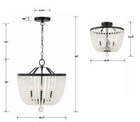 Four Light Semi Flush Mount by Crystorama - Rylee Collection, Matte Black Finish - 604-MK-FR_CEILING