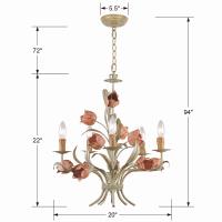 Five Light Chandelier by Crystorama - Southport Collection, Sage Rose Finish - 4805-SR