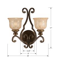 Two Light Wall Sconce by Crystorama - Norwalk Collection, Bronze Umber Finish - 7402-BU