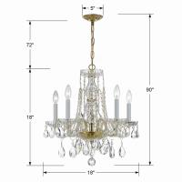 Five Light Mini Chandelier by Crystorama - Traditional Crystal Collection, Polished Brass Finish - 1061-PB-CL-MWP
