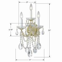 Three Light Wall Sconce by Crystorama - Maria Theresa Collection, Gold Finish - 4423-GD-CL-MWP