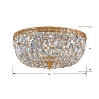 Three Light Flush Mount by Crystorama - Waltham Collection, Olde Brass Finish - 712-OB-CL-MWP