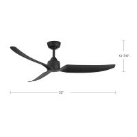 52"Exterior Ceiling Fan by Kuzco Lighting - Hugo Collection, Matte Black Finish - CF92952-MB