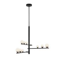 LED Chandelier by Kuzco Lighting - Cypress Collection, Black/Opal Glass Finish - CH55524-BK/OP