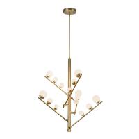 LED Chandelier by Kuzco Lighting - Cypress Collection, Brushed Gold/Opal Glass Finish - CH55530-BG/OP
