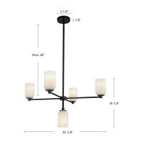 Five Light Chandelier by Kuzco Lighting - Nola Collection, Black/Glossy Opal Glass Finish - CH57731-BK/GO