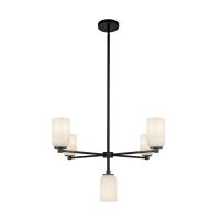 Five Light Chandelier by Kuzco Lighting - Nola Collection, Black/Glossy Opal Glass Finish - CH57731-BK/GO