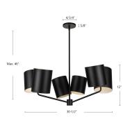 Six Light Chandelier by Kuzco Lighting - Keiko Collection, Black Finish - CH58830-BK