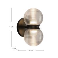 LED Exterior Wall Mount by Kuzco Lighting - Peri Collection, Black/Clear Ribbed Glass Finish - EW77209-BK/CR