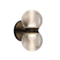 LED Exterior Wall Mount by Kuzco Lighting - Peri Collection, Black/Clear Ribbed Glass Finish - EW77209-BK/CR