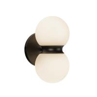LED Exterior Wall Mount by Kuzco Lighting - Peri Collection, Black/Opal Glass Finish - EW77209-BK/OP