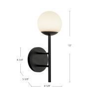 LED Exterior Wall Mount by Kuzco Lighting - Claremont Collection, Black/Opal Glass Finish - EW78513-BK/OP