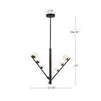 LED Pendant by Kuzco Lighting - Cypress Collection, Black/Opal Glass Finish - PD55520-BK/OP