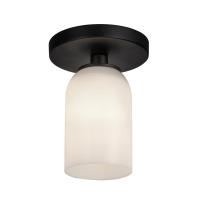 One Light Semi-Flush Mount by Kuzco Lighting - Nola Collection, Black/Glossy Opal Glass Finish - SF57704-BK/GO