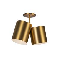 Two Light Semi-Flush Mount by Kuzco Lighting - Keiko Collection, Brushed Gold Finish - SF58814-BG