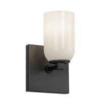 One Light Wall Sconce by Kuzco Lighting - Nola Collection, Black/Glossy Opal Glass Finish - WS57704-BK/GO