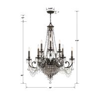 12 Light Chandelier by Crystorama - Vanderbilt Collection, English Bronze Finish - 5168-EB-CL-MWP