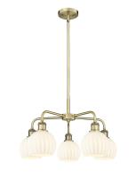 Five Light Chandelier by Innovations - Ballston Collection, Antique Brass Finish - 516-5CR-AB-G1217-6WV