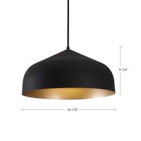 One Light Pendant by Kuzco Lighting - Helena Collection, Black/Gold Finish - 49117-BK/GD