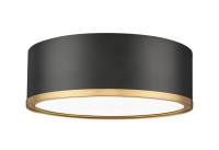 LED Flush Mount by Z-Lite - Bradley Collection, Matte Black + Modern Gold Finish - 1018F12-MB-MGLD-LED