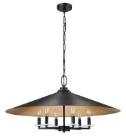 Six Light Pendant by Z-Lite - Rialto Collection, Matte Black Finish - 1953-32MB