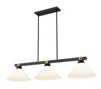 Three Light Billiard by Z-Lite - Bronte Collection, Matte Black + Rubbed Brass Finish - 1955-3MB-RB-AMO14