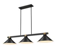 Three Light Billiard by Z-Lite - Bronte Collection, Matte Black + Rubbed Brass Finish - 1955-3MB-RB-MB15