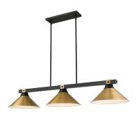 Three Light Billiard by Z-Lite - Bronte Collection, Matte Black + Rubbed Brass Finish - 1955-3MB-RB-RB15