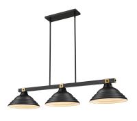 Three Light Billiard by Z-Lite - Bronte Collection, Matte Black + Rubbed Brass Finish - 1955-3MB-RB-SMB