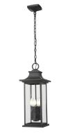 Four Light Outdoor Chain Mount Ceiling Fixture by Z-Lite - Tiberius Collection, Black Finish - 5017CHB-BK
