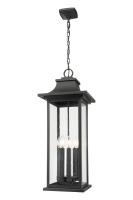 Six Light Outdoor Chain Mount Ceiling Fixture by Z-Lite - Tiberius Collection, Black Finish - 5017CHXL-BK