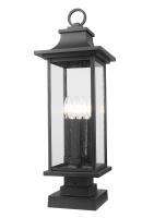Four Light Outdoor Pier Mounted Fixture by Z-Lite - Tiberius Collection, Black Finish - 5017PHBS-SQPM-BK
