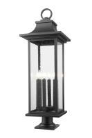 Six Light Outdoor Pier Mounted Fixture by Z-Lite - Tiberius Collection, Black Finish - 5017PHXLR-533PM-BK