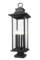 Six Light Outdoor Pier Mounted Fixture by Z-Lite - Tiberius Collection, Black Finish - 5017PHXLS-SQPM-BK