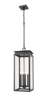 Four Light Outdoor Chain Mount Ceiling Fixture by Z-Lite - Nova Collection, Black Finish - 5018CHB-BK