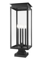 Four Light Outdoor Pier Mounted Fixture by Z-Lite - Nova Collection, Black Finish - 5018PHBS-SQPM-BK