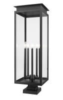 Five Light Outdoor Pier Mounted Fixture by Z-Lite - Nova Collection, Black Finish - 5018PHXLS-SQPM-BK